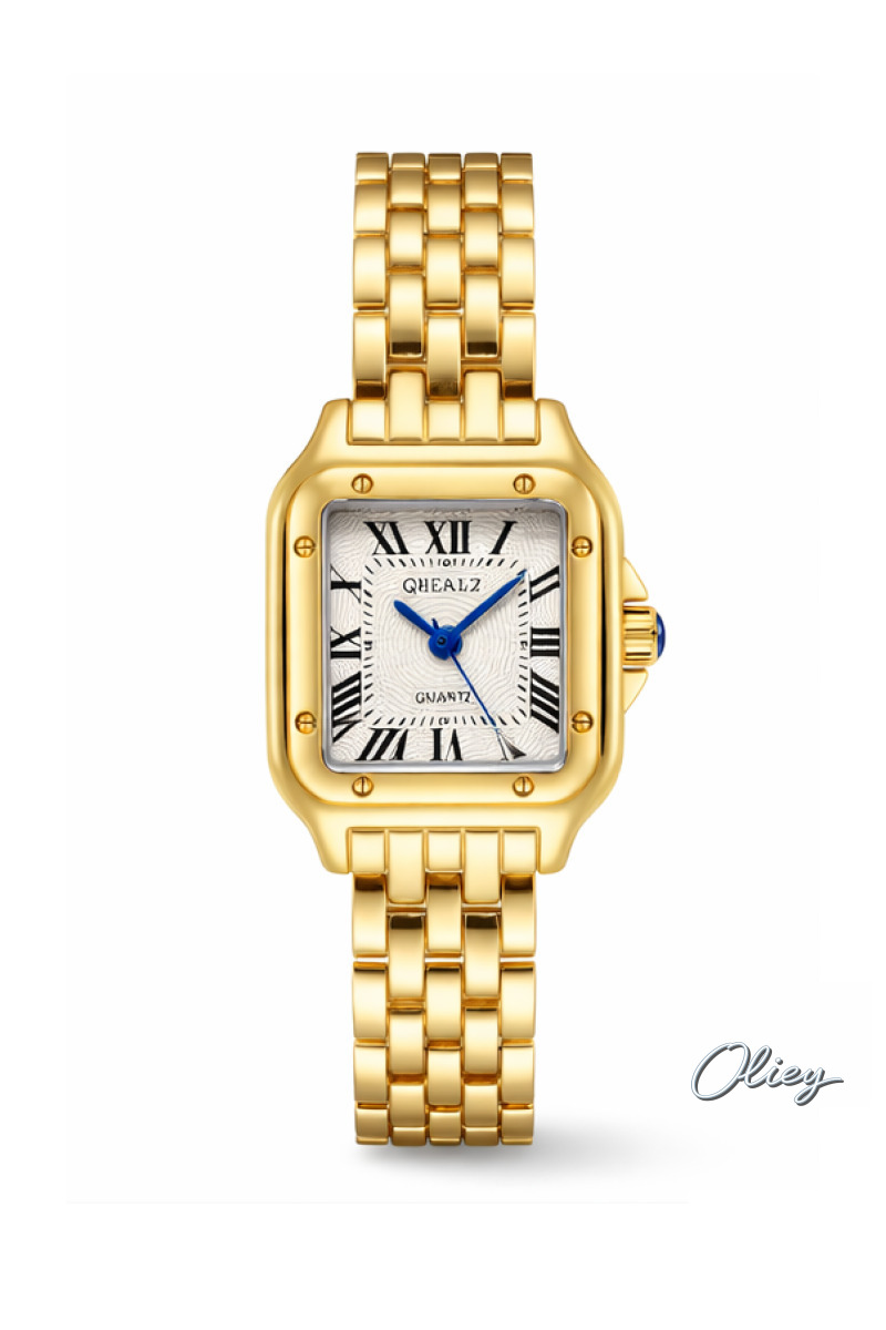 Luxury Women Square Wristwatch with Rhinestones