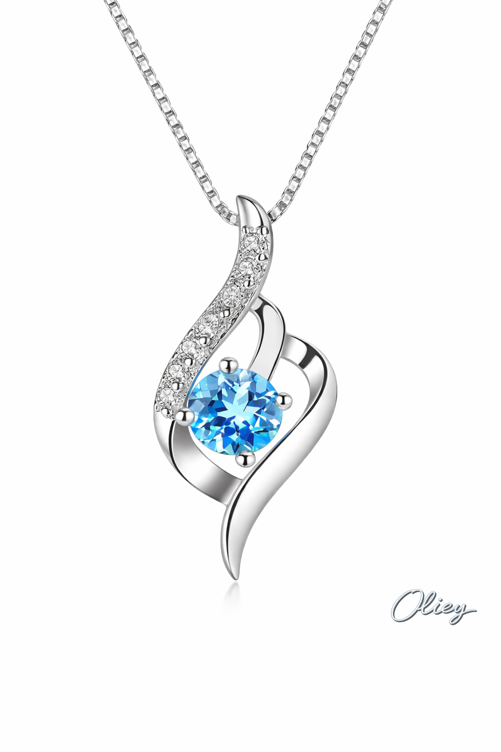 925 Silver Blue Crystal Necklace