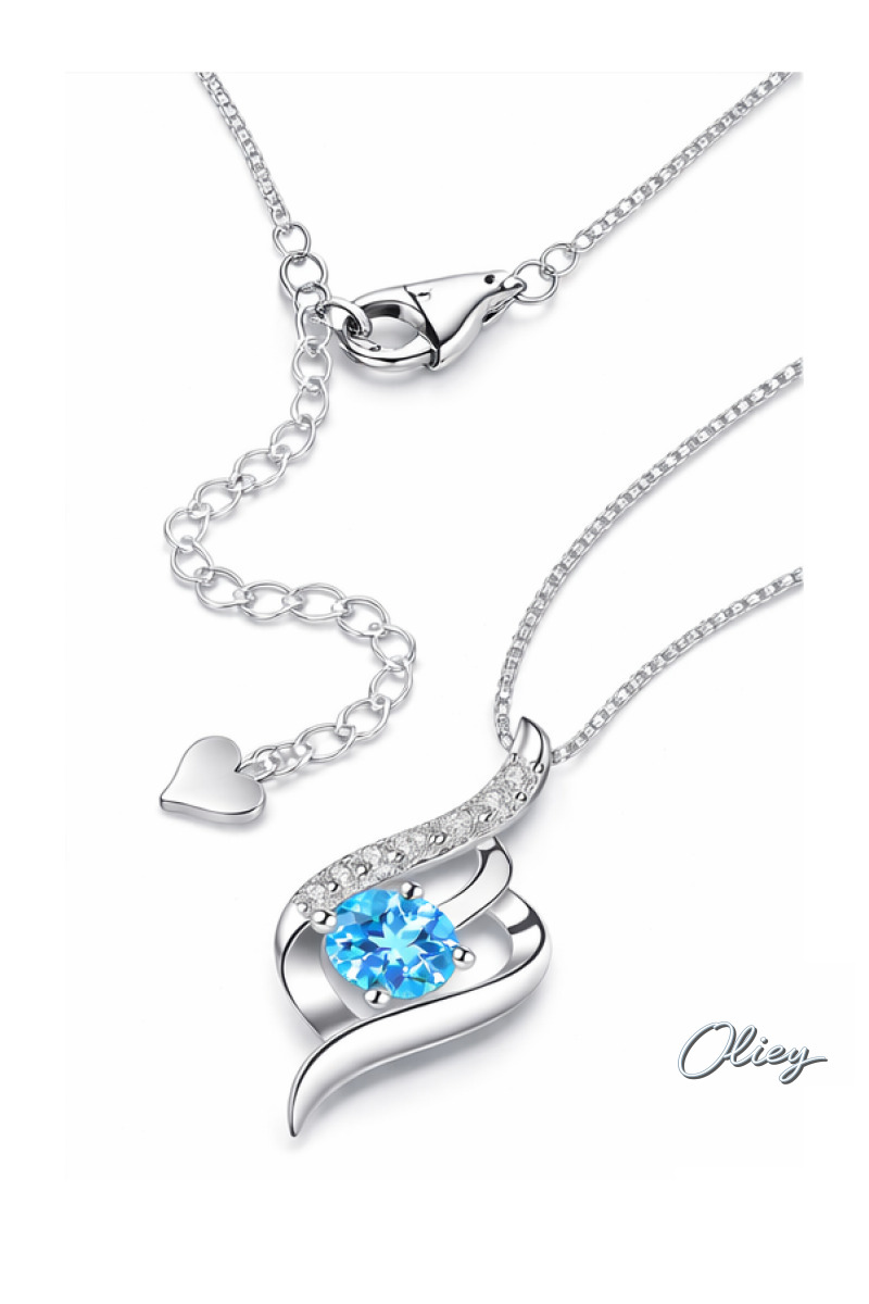 925 Silver Blue Crystal Necklace