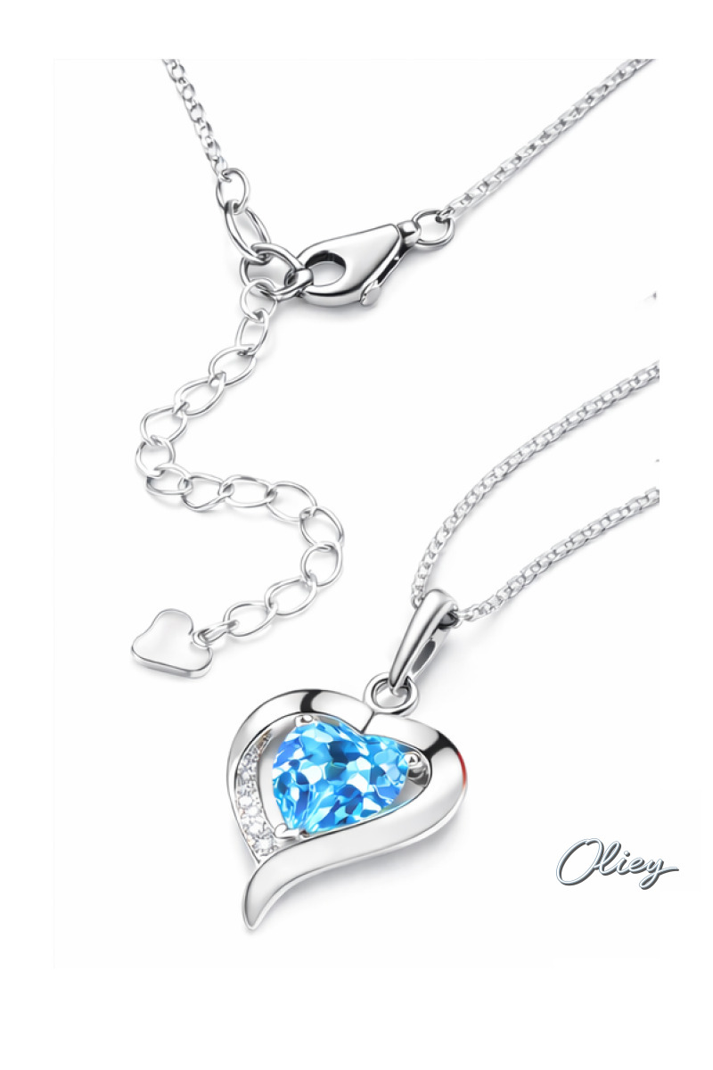 925 Sterling Silver Heart Shape Pendant Necklace
